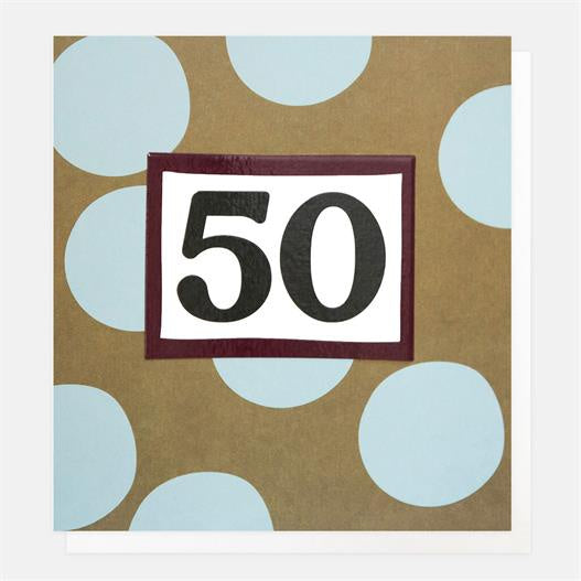 Caroline Gardner Blue And Green Spot 50th Greetings Card