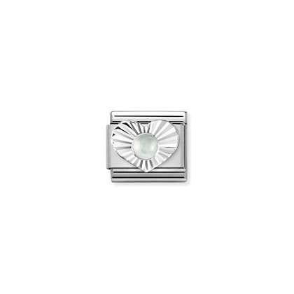 Composable Classic Milky Aquamarine Diamond Heart Sterling Silver