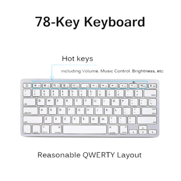 GBT BK3001 Wireless Bluetooth Keyboard — 78-Key Ultrathin Waterproof Keyboard for iPad & iPhone