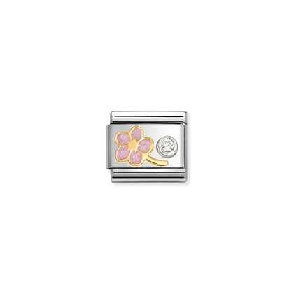 Nomination Classic 18K Gold CZ Myosotis Charm - Pink