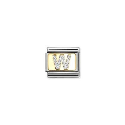 Nomination Classic Gold Charm - Glitter Letter W
