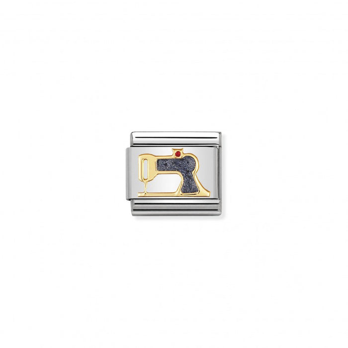 Nomination Classic Link Gold and Enamel Sewing Machine Charm