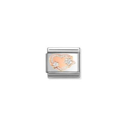 Nomination Classic Rose Gold Charm - Glitter Star Heart