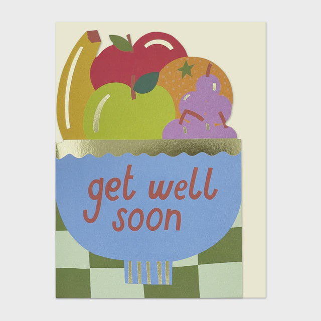 Raspberry Blossom Get Well Soon Fruit Bowl Greetings Card