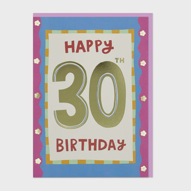 Raspberry Blossom Happy 30th Birthday Greetings Card