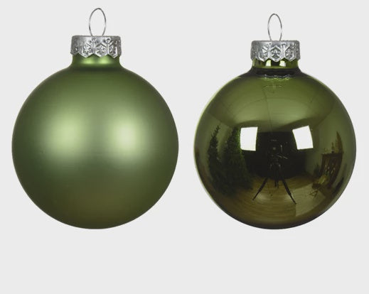 Rosemary Green Mix Glass Bauble Set - 3.5cm