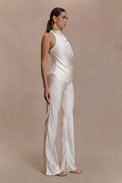 Bianca Satin Halter Top - Ivory