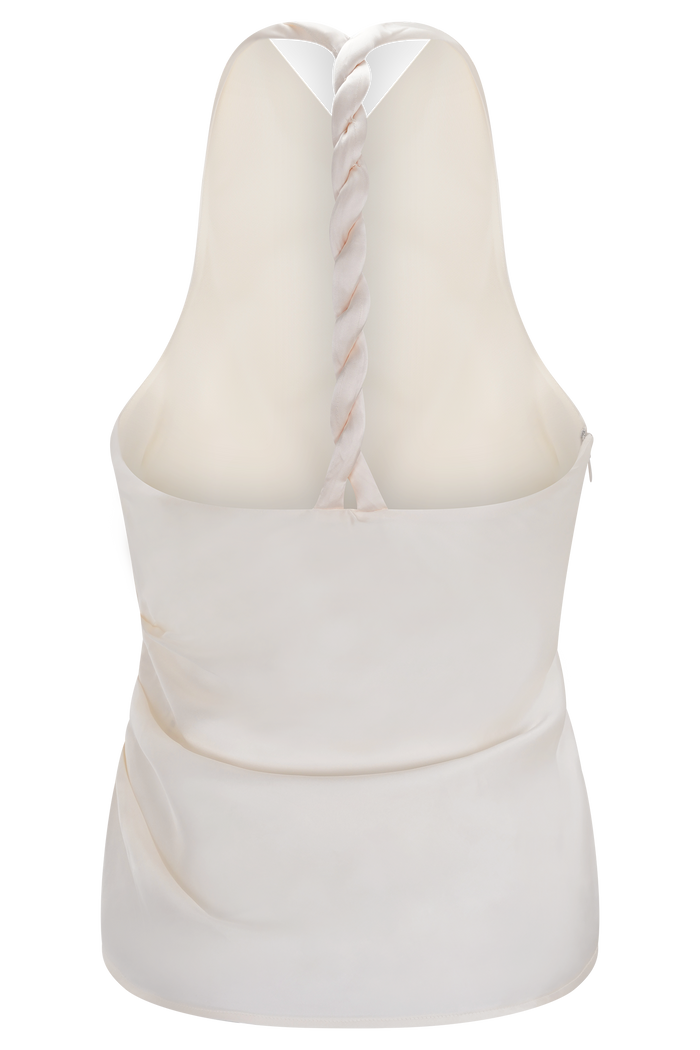 Bianca Satin Halter Top - Ivory