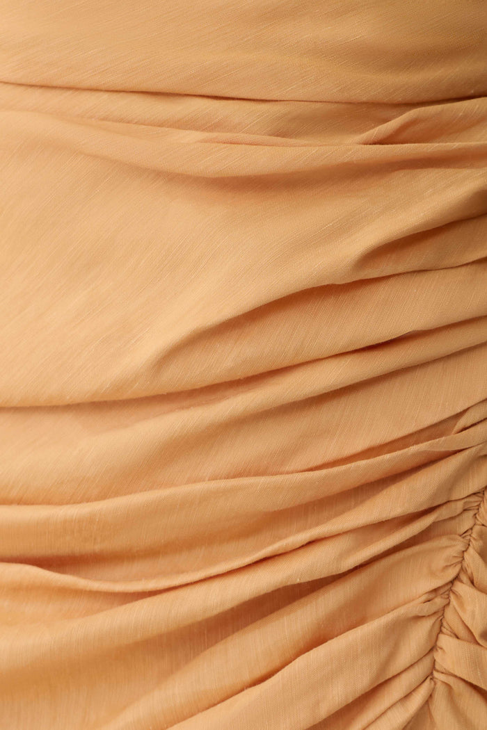Birgit Linen Midi Dress With Hardware - Deep Peach