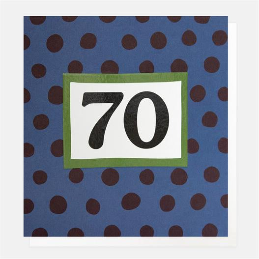 Caroline Gardner Burgundy And Blue Spot 70th Greetings Card