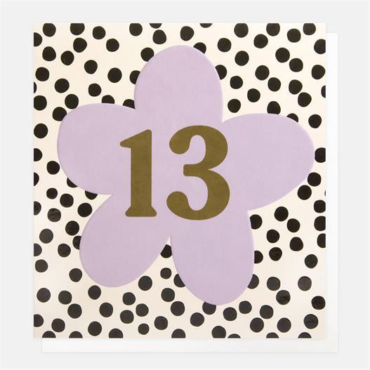Caroline Gardner Floral And Spot 13th Greetings Card