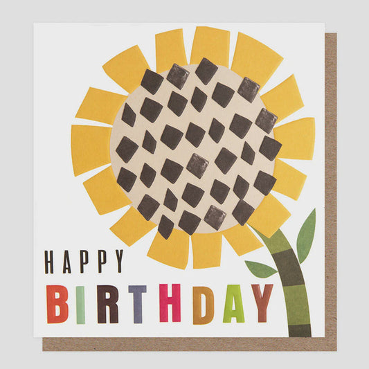 Caroline Gardner Happy Birthday Chequered Flower Greetings Card