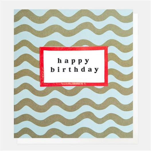 Caroline Gardner Happy Birthday Wavy Stripe Greetings Card