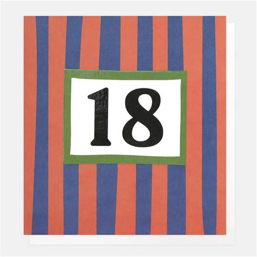 Caroline Gardner Red And Blue Stripe 18th Greetings Card