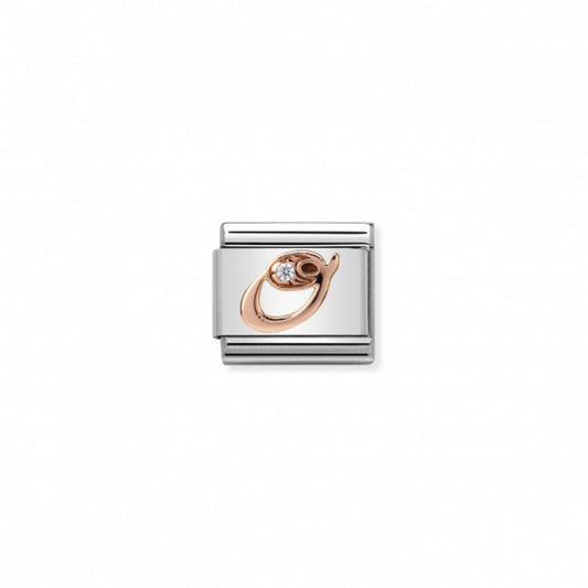 Classic Link 9K Rose Gold and Cubic Zirconia Letter O Charm