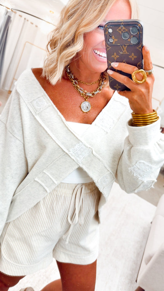 - FINAL SALE -The Quinn Wrap Top-Oatmeal