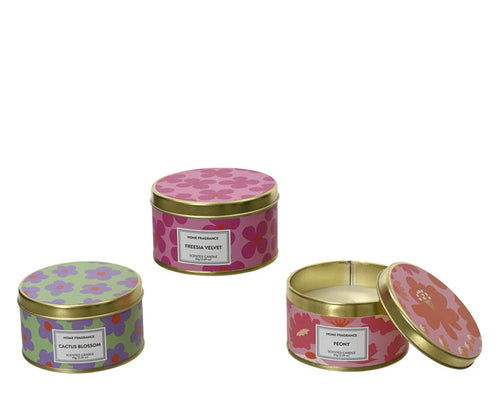 Flower Print Tin Candle