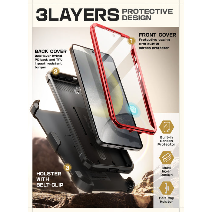Galaxy S25 Plus Unicorn Beetle PRO Rugged Case-Metallic Red