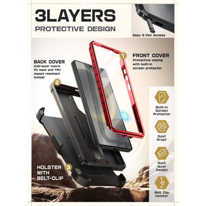 Galaxy S25 Ultra Unicorn Beetle PRO Rugged Case-Metallic Red