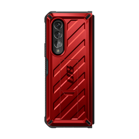Galaxy Z Fold4 Unicorn Beetle Kickstand Case with Screen Protector-Metallic Red