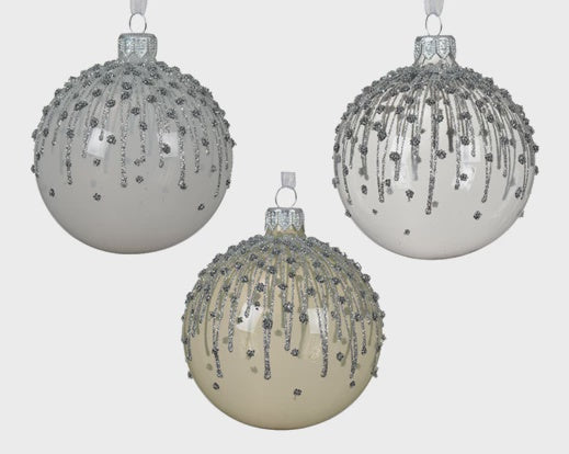 Glass Bauble - Glitter Lines