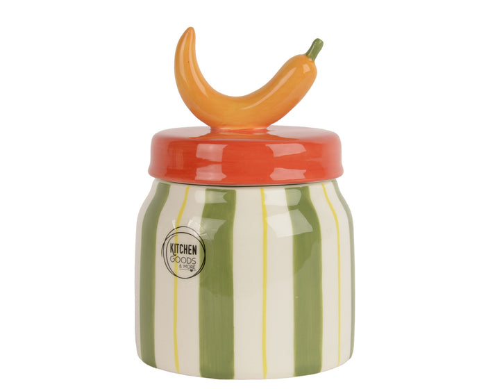 Glazed Storage Jar With Pepper Handle