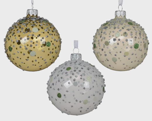 Glitter Dots Glass Bauble
