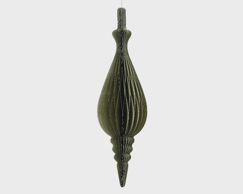 Glittered Honeycomb Paper Decoration - Green Chandelier 80cm