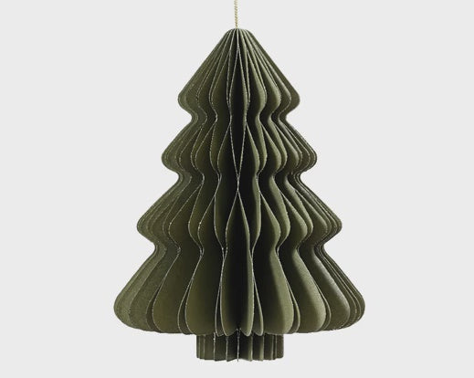 Glittered Honeycomb Paper Decoration - Green Tree 40cm
