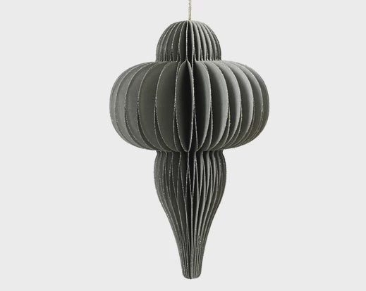 Glittered Honeycomb Paper Decoration - Grey Chandelier 40cm