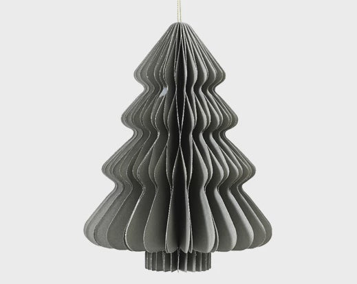Glittered Honeycomb Paper Decoration - Grey Tree 15cm
