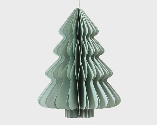 Glittered Honeycomb Paper Decoration - Mint Tree 8cm