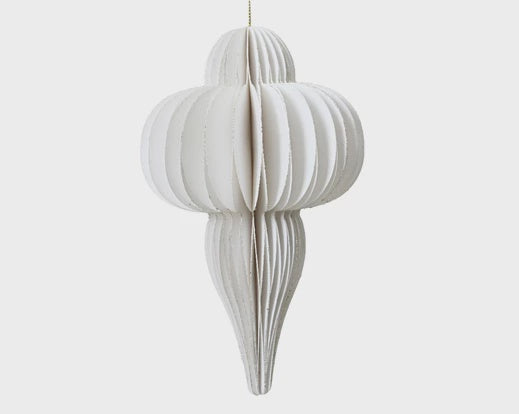Glittered Honeycomb Paper Decoration - White Chandelier 40cm
