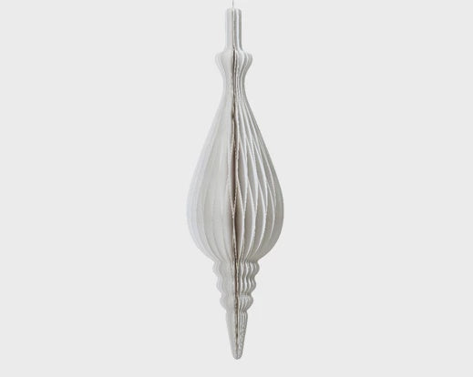 Glittered Honeycomb Paper Decoration - White Chandelier 80cm