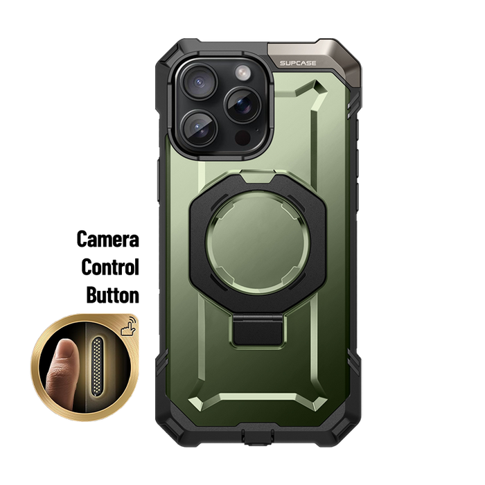 iPhone 16 Pro 6.3 inch UB Grip MagSafe Camera Control Button Phone Case-Dark Green