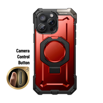 iPhone 16 Pro 6.3 inch UB Grip MagSafe Camera Control Button Phone Case-Metallic Red