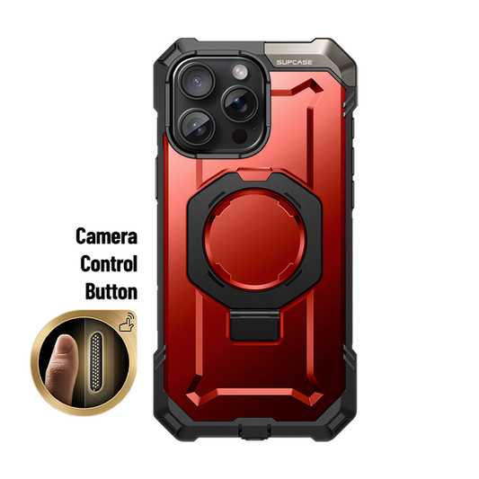 iPhone 16 Pro 6.3 inch UB Grip MagSafe Camera Control Button Phone Case-Metallic Red