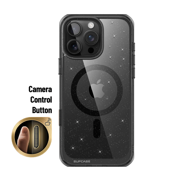 iPhone 16 Pro 6.3 inch Unicorn Beetle MAG Slim Clear MagSafe Camera Control Button Case-Glitter Black