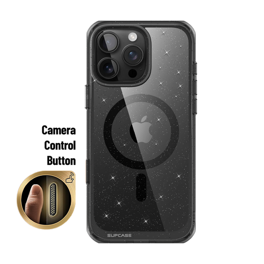 iPhone 16 Pro 6.3 inch Unicorn Beetle MAG Slim Clear MagSafe Camera Control Button Case-Glitter Black