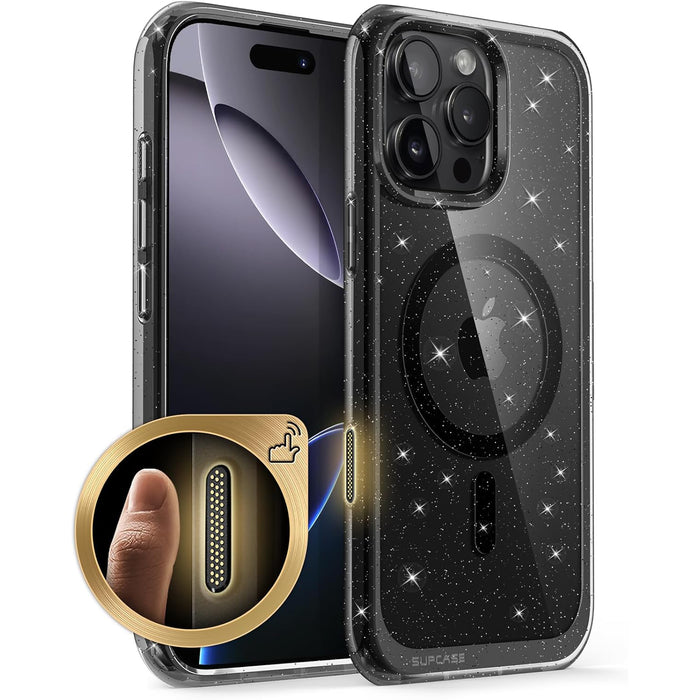 iPhone 16 Pro 6.3 inch Unicorn Beetle MAG Slim Clear MagSafe Camera Control Button Case-Glitter Black