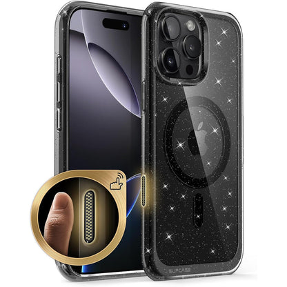 iPhone 16 Pro 6.3 inch Unicorn Beetle MAG Slim Clear MagSafe Camera Control Button Case-Glitter Black