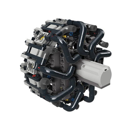 MOC - 158931 9 Cylinder Radial Engine Klemmbausteine - LesDiy - Klemmbausteine