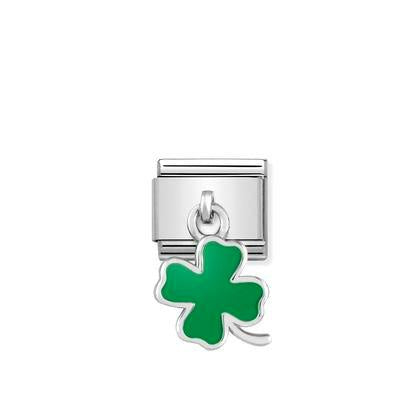 Nomination Classic CZ Green Four Leaf Clover Drop Charm
