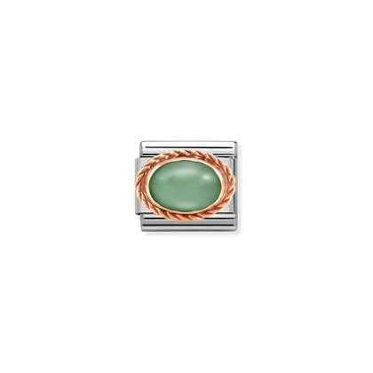 Nomination Classic Link 9K Rose Gold Faceted Charm - Green Aventurine
