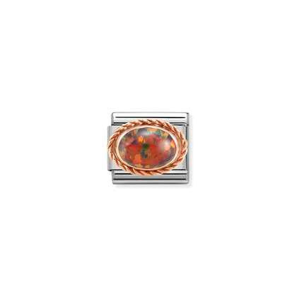 Nomination Classic Link 9K Rose Gold Faceted Charm - Red Opal