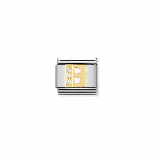 Nomination Classic Link Gold and Cubic Zirconia Letter B Charm