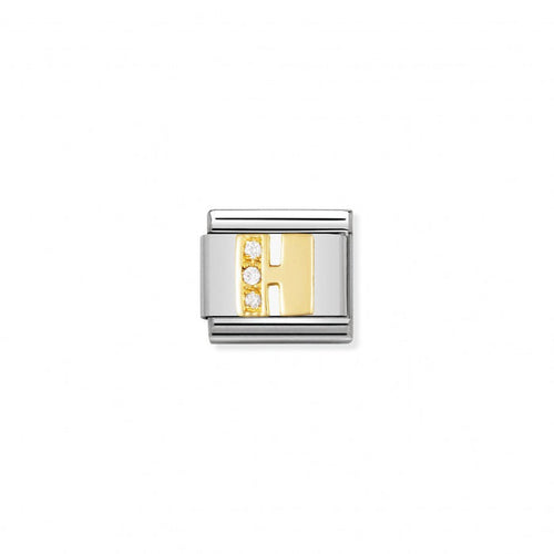 Nomination Classic Link Gold and Cubic Zirconia Letter H Charm