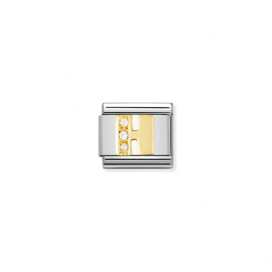 Nomination Classic Link Gold and Cubic Zirconia Letter H Charm