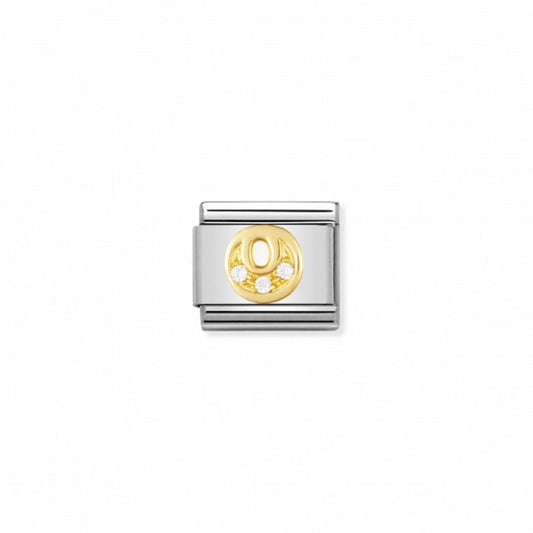 Nomination Classic Link Gold and Cubic Zirconia Letter O Charm
