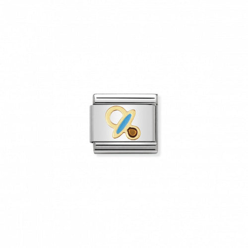 Nomination Classic Link Gold and Enamel Blue Pacifier Dummy Charm